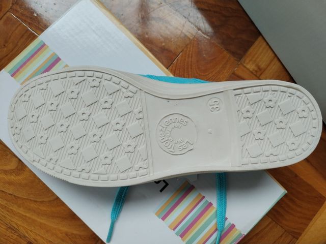 Nuevo. Zapatillas lona turquesa Les Tropéziennes T