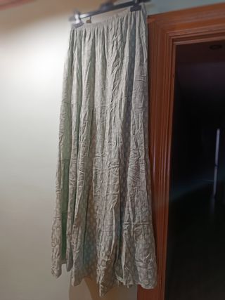 Falda larga verde cintura goma