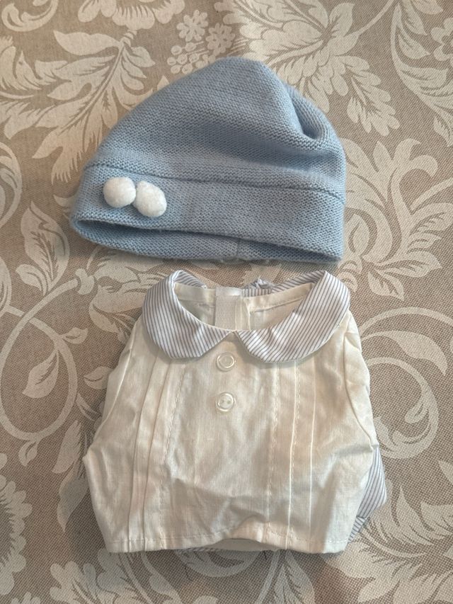 Conjunto Ropita Reborn Bebé Azul y Blanco