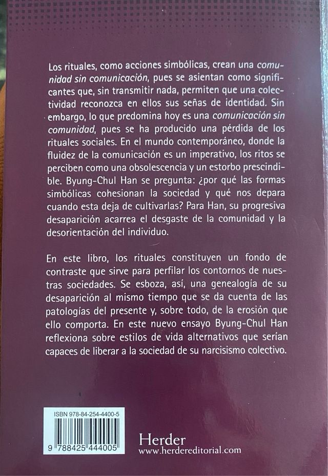 La desaparición de los rituales: Una topología ...