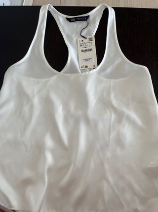 Camiseta tirantes Zara Blanca Talla M