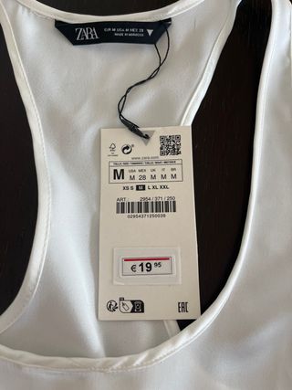 Camiseta tirantes Zara Blanca Talla M