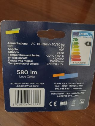 Lampadina LED GU10 Luce Calda 6W NUOVA