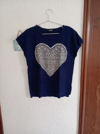 Jersey azul con corazón blanco Talla S
