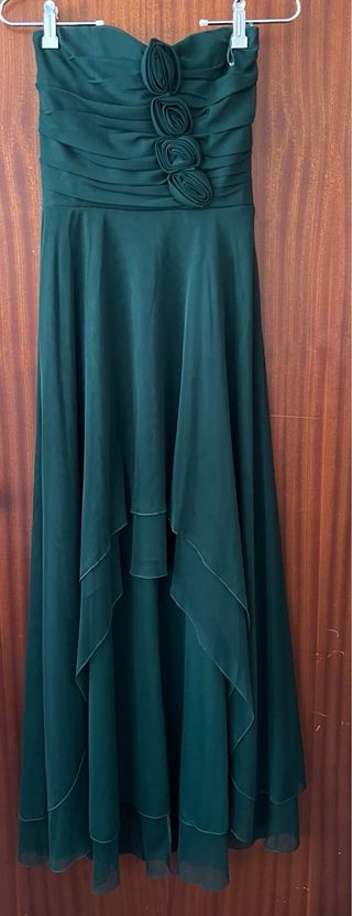 Vestido verde de fiesta sin tirantes