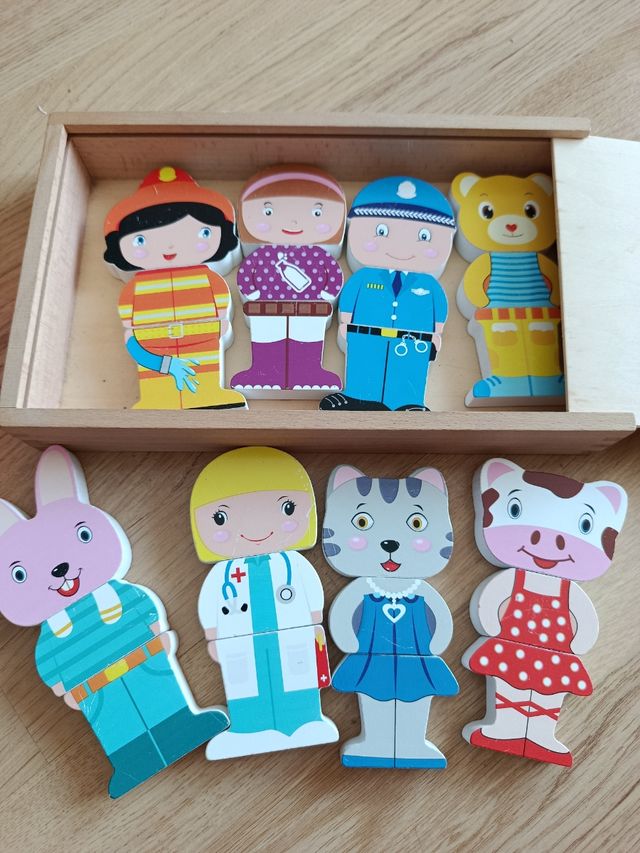Pack Juguetes Madera Figuras Profesiones y Animale