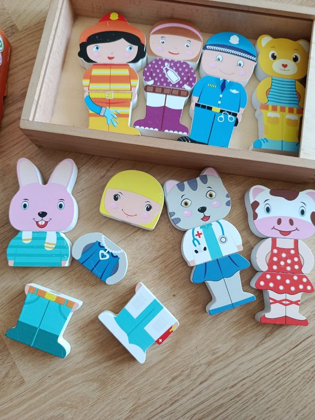 Pack Juguetes Madera Figuras Profesiones y Animale