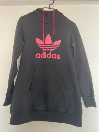 Sudadera Adidas Negra con Logo Rosa