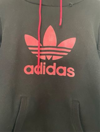 Sudadera Adidas Negra con Logo Rosa
