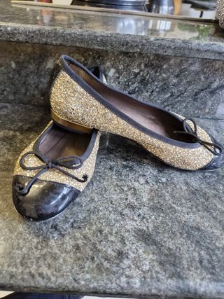 Bailarinas doradas y negras talla 37