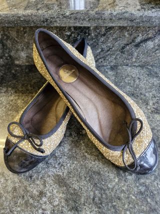 Bailarinas doradas y negras talla 37