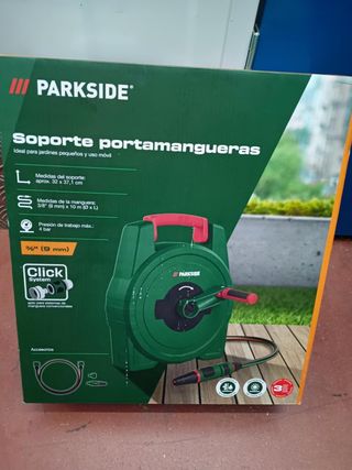 Portamangueras Parkside con manguera 10m