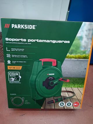 Portamangueras Parkside con manguera 10m