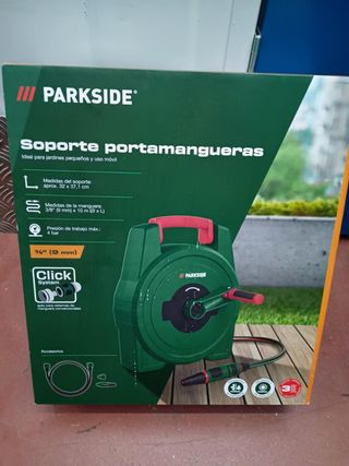 Portamangueras Parkside con manguera 10m