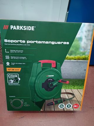 Portamangueras Parkside con manguera 10m