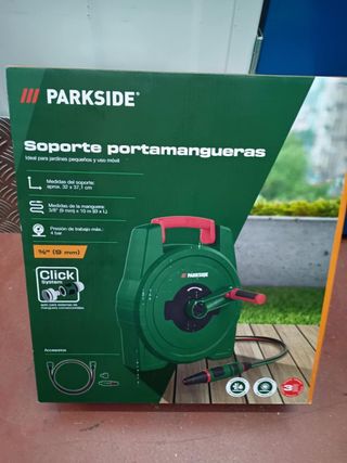 Portamangueras Parkside con manguera 10m