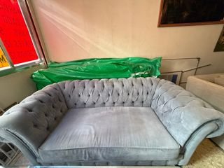 Sofá Chester Gris Terciopelo