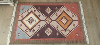 Alfombra Kilim Lana Marrón y Naranja