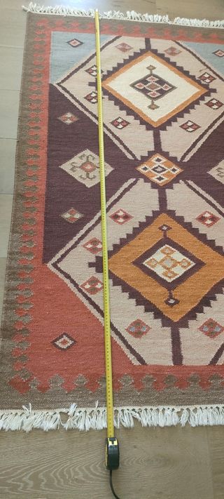 Alfombra Kilim Lana Marrón y Naranja