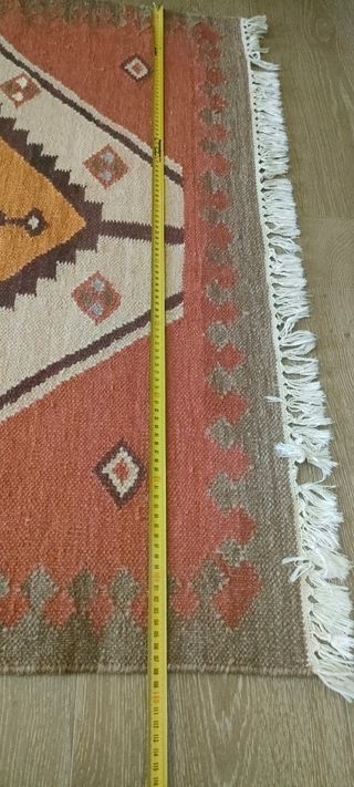 Alfombra Kilim Lana Marrón y Naranja