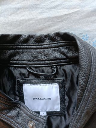 Chaqueta de piel Jack & Jones negra