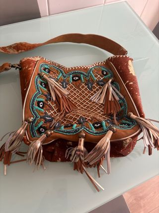 Bolso de piel marrón y dorado, usado 2. veces 