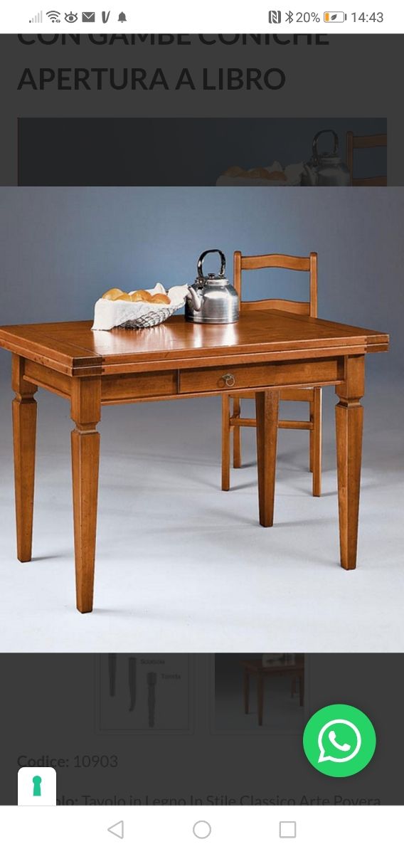 Sala  in noce Le Fablier da 4 allungabile