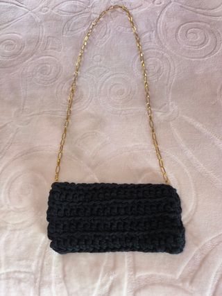 Bolso Clutch Negro Tejido a Mano