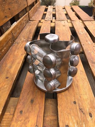 Especiero Giratorio Metal y Cristal