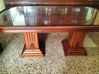 Mesa de comedor madera y cristal