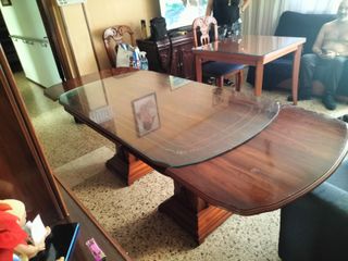 Mesa de comedor madera y cristal