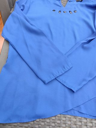 Blusa manga larga mujer azul