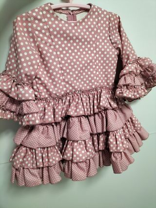 Vestido Flamenca Niña Lunares Rosa