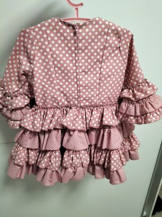 Vestido Flamenca Niña Lunares Rosa