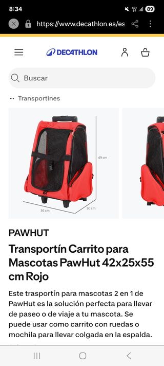 Mochila transportín para perro pequeño
