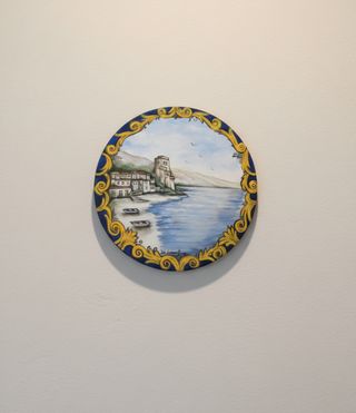 Piatto Ceramica Dipinto Mano Scena Marina