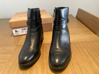 Botines piel negros talla 38 tacón bloque