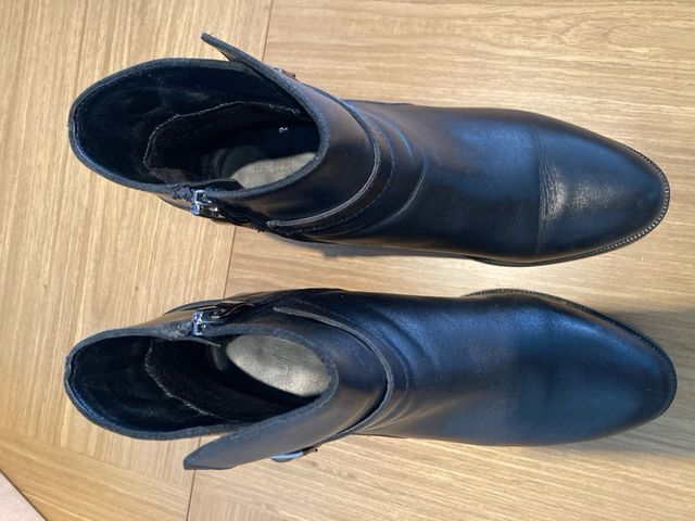 Botines piel negros talla 38 tacón bloque