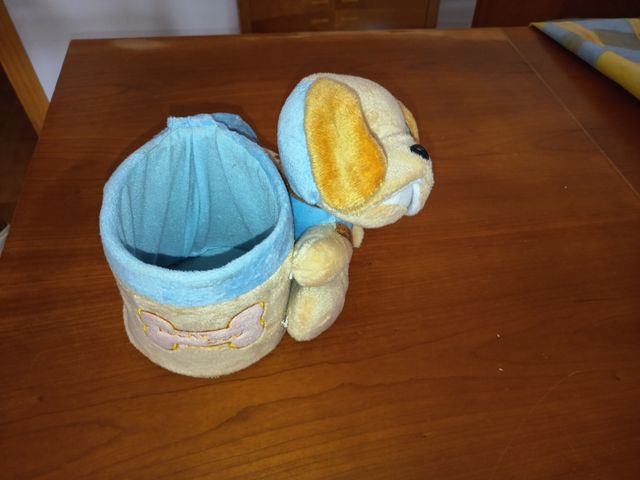 Cofre peluche perro azul y beige
