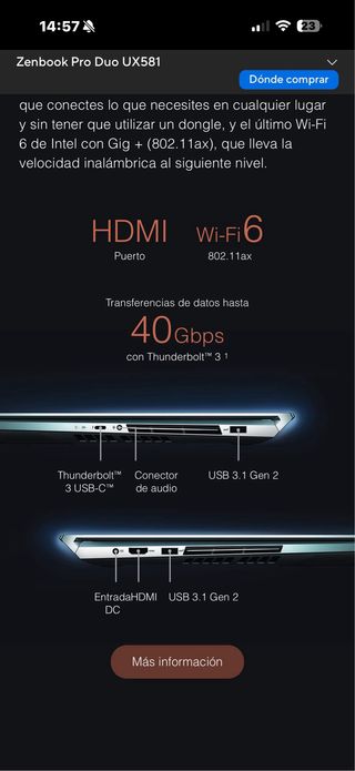 Portátil ASUS Zenbook Pro Duo 15' I9 32 RAM