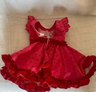Vestido Flamenca Niña Rojo Lunares
