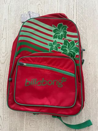 Mochila Billabong Roja y Verde Flores