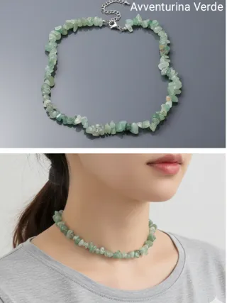 Collana Choker di Aventurina verde Chips 8~5x8~5mm