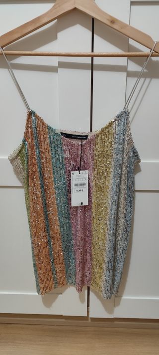 Top lentejuelas Sfera tirantes multicolor Talla L