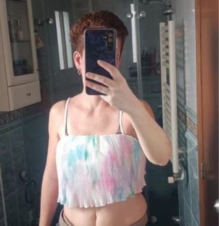Top tirantes multicolor plisado