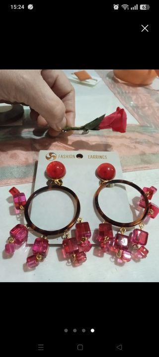 Pendientes flamenca fucsia y marrón nuevos