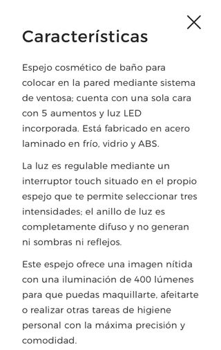 Espejo de aumento con luz LED