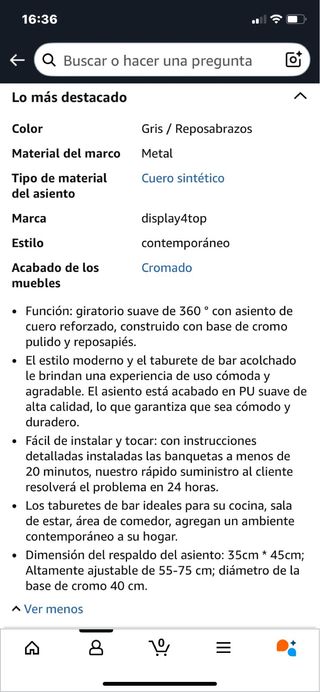 Taburetes de Bar Giratorios Display4top (Gris)