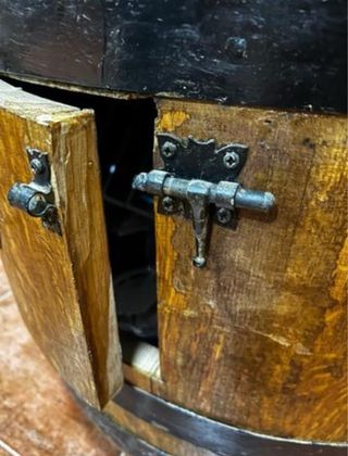 Mesa rústica tonel madera y metal