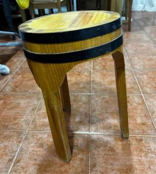 Mesa rústica tonel madera y metal